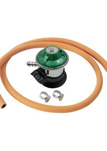 Kaasusäädinsetti; säädin, letku 1,2 m, 2 kpl kiristintä 