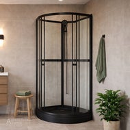 Suihkukaappi Aurora Round Black - 90 x 90 x 195 cm 